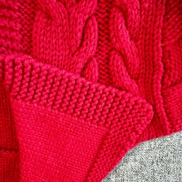 Mercer & Madison 100% Wool Red Cardigan Sweater Size Small cable knit scandi - Picture 10 of 10